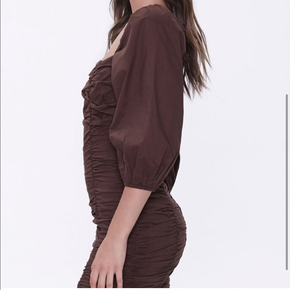 NWOT Brown Ruched Dress - Picture 4 of 4
